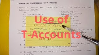 Basic Accounting  Recording Transactions in TAccounts [upl. by Yhtur]