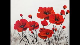 How to paint poppies in 5 minutes  Come dipingere i papaveri in 5 minuti [upl. by Anerbas]