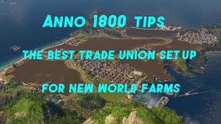 The Best Trade Union Set up For New World Farms Anno 1800 [upl. by Yemrej239]