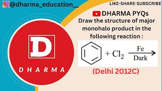 Draw the structure of major monohalo product in the following reaction BenzeneCl2FeDark to gives [upl. by Neffirg]