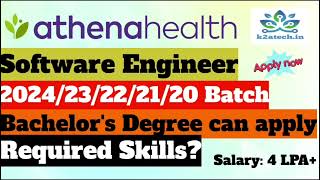 athenahealth hiring Quality Software Engineer  Bachelors degree [upl. by Vish]