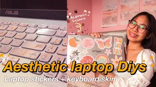 AESTHETIC LAPTOP DIYs I Diy laptop stickers and Diy keyboard skin [upl. by Saitam501]