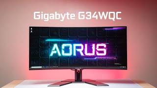 Gigabyte G34WQC Review  144Hz 34inch Curve Gaming Monitor  3440 x 1440 pixels [upl. by Darton]