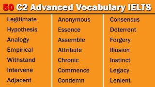 50 Most Commonly Used C2 Vocabulary for IELTS [upl. by Nyleuqaj]