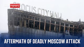 Aftermath of deadly Moscow attack on concert hall as death toll reaches over 130 [upl. by Enahs]