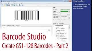 Create GS1128  EAN128 FNC1 Barcodes  Barcode Studio 2 [upl. by Innavoig]