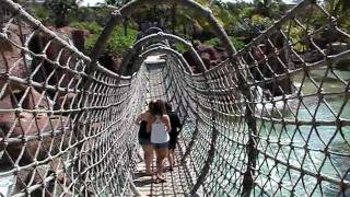 Wooden rope bridge at Atlantis Nassau Bahamas [upl. by Aihsekal]