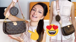 Louis Vuitton Multi Pochette Accessoires Bag REVIEW 🤔  WHAT FITS INSIDE ft Pink Strap 👜 [upl. by Ailla651]