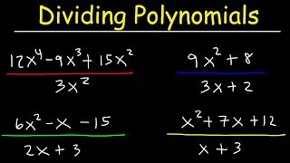 Dividing Polynomials By Monomials amp Binomials Using Long Division [upl. by Willi]