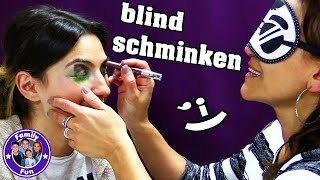 Makeup Challenge  schminken mit verbundenen Augen   Family Fun [upl. by Arras]