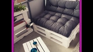 DIY Sofa Paletten Sofa Balkon Möbel selber bauen [upl. by Caroline]