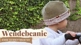 DIY  Wendebeanie nähen  Mütze ohne Schnittmuster  Schnitt für Beanie  Nähen für Anfänger [upl. by Duston]