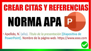 Como CITAR UNA REFERENCIA con NORMAS APA en POWER POINT ➕ EJEMPLOS Y PLANTILLA ▷ PASO A PASO ✅ [upl. by Odelet739]