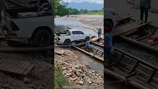 Car transportation by wooden boats on waterways [upl. by Sihtam]