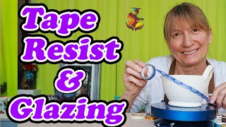 How to Tape Resist and Glaze Pottery  Cool Pottery Glazing Techniques [upl. by Sayette]