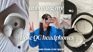 BOSE QUIETCOMFORT HEADPHONES UNBOXING 🎧🤍  why i chose Bose over Apple [upl. by Hayidan500]