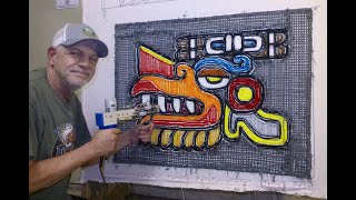 Finishing Rug Tufting  Gluing Backing Trimming amp Shearing aztec rug warriors [upl. by Kamat]