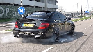 MercedesBenz C63 AMG Coupe  BURNOUTS amp EXHAUST SOUNDS [upl. by Johny]