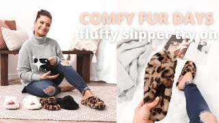 Try On Video Comfy Fur Days Fluffy Slippers [upl. by Lotus]