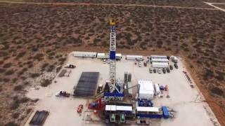 West Texas Drilling Rig  Midland Texas Birds Eye view [upl. by Kantos570]