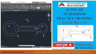 AutoCAD 2D Drafting Diagram Exercise14Basic to Advance Tutorial for beginner in Hindi AutoCAD2021 [upl. by Netsrijk]