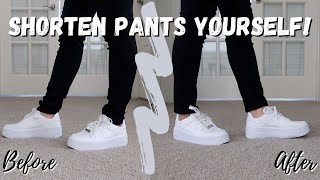 How To Easily Hem Pants At Home  DIY Shorten Pants Tutorial [upl. by Llenyl999]