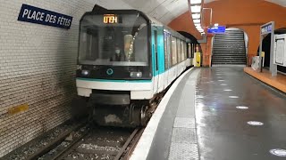 MF88  Arrêt à la station Place des Fêtes sur la ligne 7bis du métro parisien [upl. by Sivra]