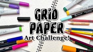 DRAWING on GRAPH PAPER  Grid Paper Art Challenge [upl. by Wonacott]