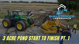 3 Acre Pond Construction  Silt Fence Topsoil Stripping Excavation [upl. by Emoraj]