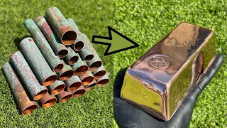 Melting Copper  Backyard Bullion  ASMR Metal Melting  Huge Copper Bar  BigStackD Casting [upl. by Hakvir]