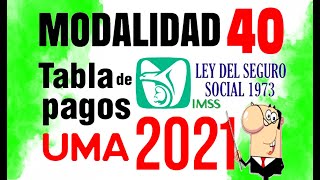 NUEVA TABLA oficial 2021 para MODALIDAD 40 IMSS con ejemplos prácticos [upl. by Brindell251]