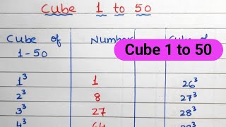 Cube 1 to 50Cubes 1 number to 50 numberCubes trickMathematical Cubes solutionsHow to find cubes [upl. by Janerich]