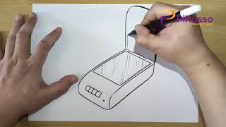 How to Draw a Scanner Easy step by step [upl. by Ocirne]