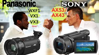 Sony AX53 vs Panasonic WXF1 VX1amp new VX3 A 20242025 camcorder battle [upl. by Riaj]