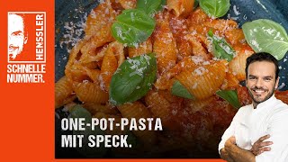 Schnelles OnePotPasta mit Speck Rezept von Steffen Henssler [upl. by Ytinav]