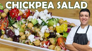 Healthy Mediterranean Chickpea Salad  Recipe by Lounging with Lenny [upl. by Nod687]