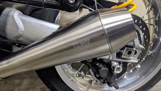 Motorcycle Cone Slip On Mufflers Install  Triumph Thruxton R [upl. by Aenaj549]