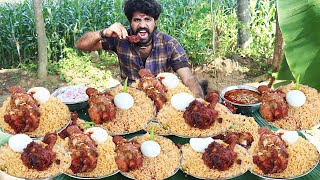 10 Plate Chicken Biryani Chicken 65 amp Eggs Eating Challenge  VILLAGE STYLE EATING [upl. by Aehs]