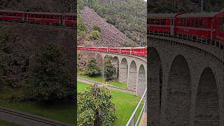 SPIRAL VIADUCT BRUSIO  BERNINA LINE 🇨🇭🇨🇭🇨🇭 berninaexpress swisslandscapes trainslandscape [upl. by Elram]