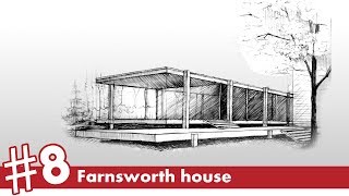 Farnsworth House perspective drawing 8  famous architecture [upl. by Brecher]