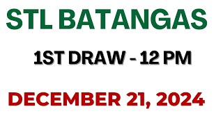 STL Batangas Draw result today live 1200 PM 21 December 2024 [upl. by Melicent]