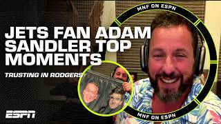 New York Jets fan Adam Sandler has FULL FAITH in Aaron Rodgers 🙌 COMPILATION  ManningCast [upl. by Ylloj391]