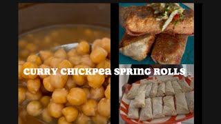 Lets make Vegan Curry Chickpea Spring rolls 😋👩🏾‍🍳 [upl. by Adeehsar]