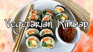 Vegetarian Kimbap  Korean Food Recipe Plantbased Healthy Easy Recipe [upl. by Annaiviv]