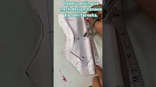 Paper pasting se neck ka design kaise cut kare fashion diwali ytshorts viraldiwalvideo [upl. by Enelym]