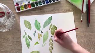 Watercolor Basics How to Paint Simple Leaves [upl. by Lynnet474]