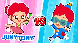 Pink vs Blue  💗What Is Your Favorite Color💙  Color Songs for Kids  JunyTony [upl. by Nodnil]