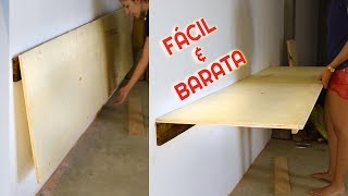 COMO FAZER MESA BANCADA de MADEIRA RETRATIL DOBRAVEL de PAREDE FACIL  Parte 1  Amanda Alves DIY [upl. by Matless846]