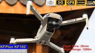 KF102 GPS EIS 2Axis Gimbal 8K Brushless Drone – Test Flight Video [upl. by Rochella]