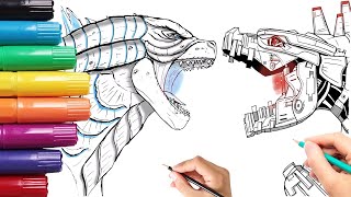 How To Draw Godzilla vs Mechagodzilla  Step By Step  Godzilla vs Kong [upl. by Sabsay]